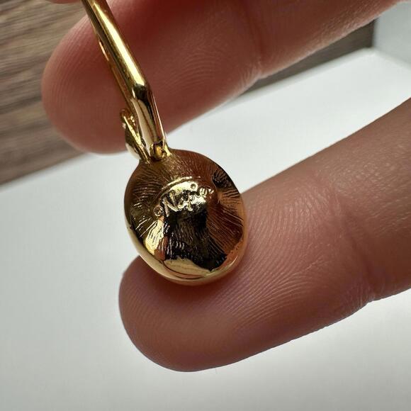 Napier Oval Black Rhinestone Gold Tone Leverback Pierced Earrings - Picture 5 of 9